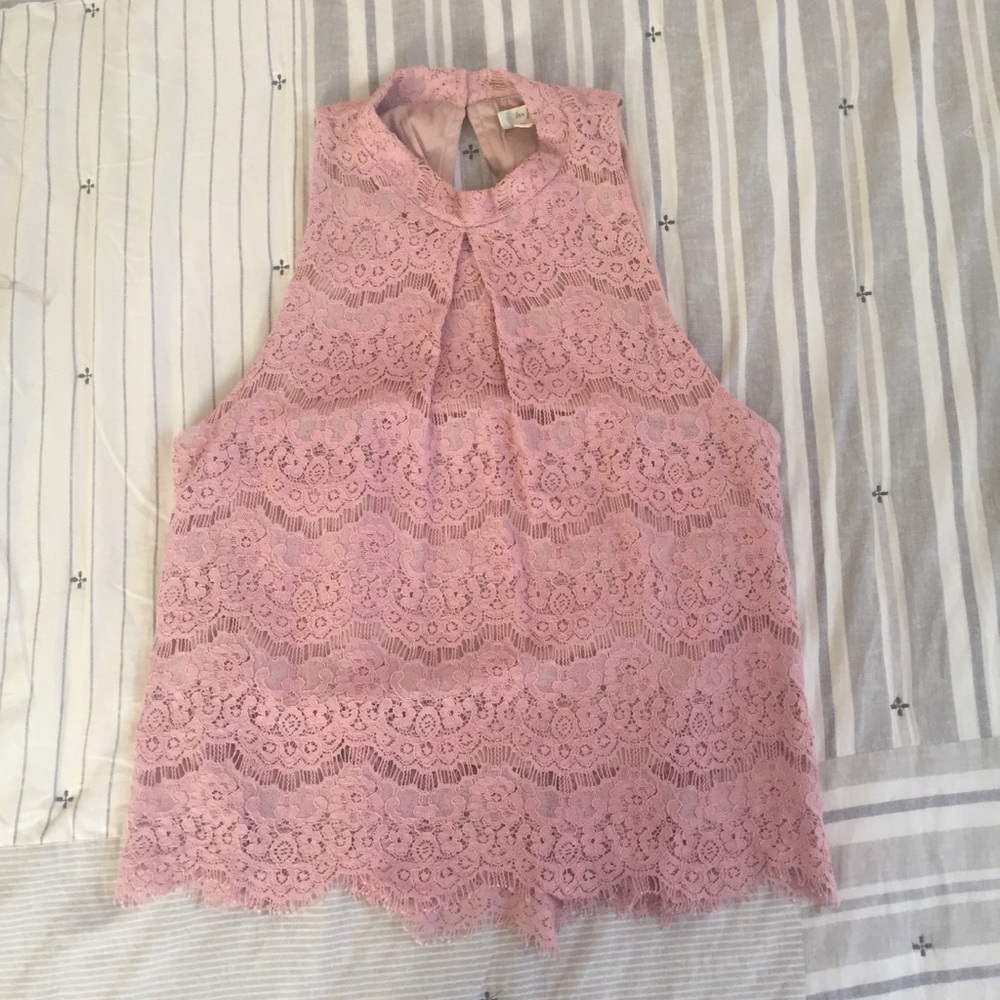Lace high neck top